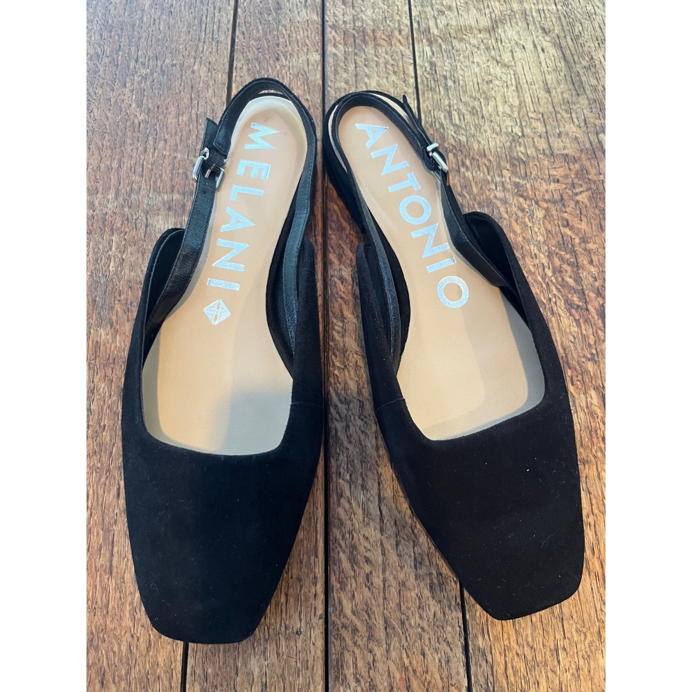Antonion Melani black sling back flats EU 42 minimalist quiet luxury